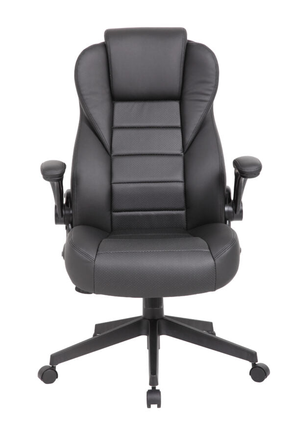 Executive High Back LeatherPlus Flip Arm Chair