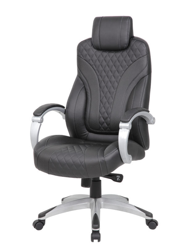 Hinged Arm Executive Chair With Synchro-Tilt, Black