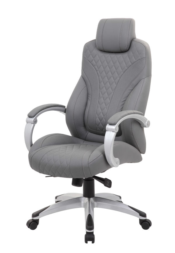 Hinged Arm Executive Chair With Synchro-Tilt, Grey