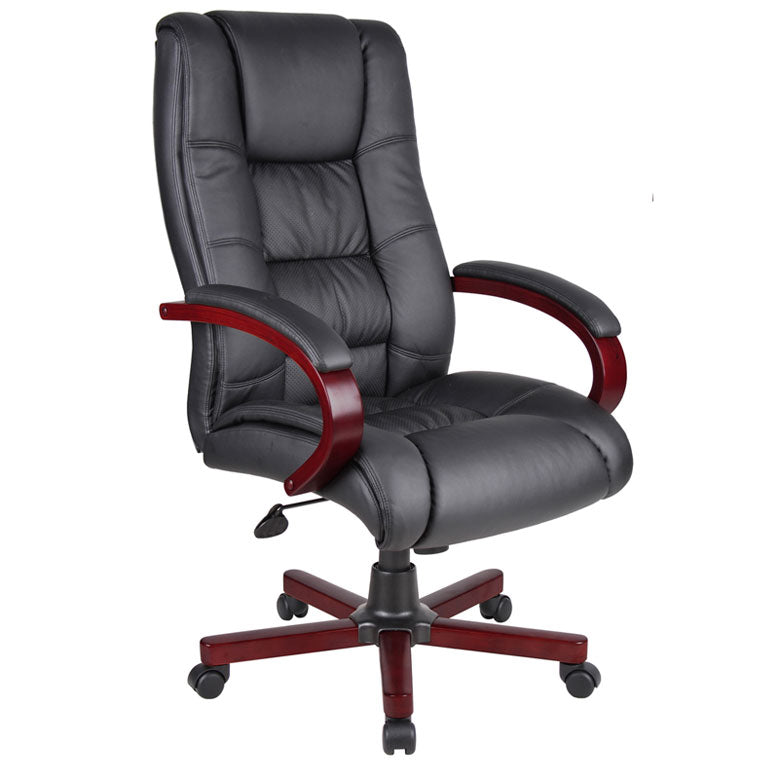 High Back Executive Wood Finished Chairs, Mahogany