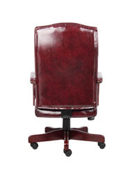 Classic Oxblood Caressoft Chair With Mahogany Finish
