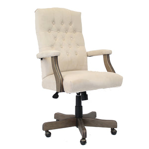 Executive Champagne Velvet Chair With Driftwood Finish Frame