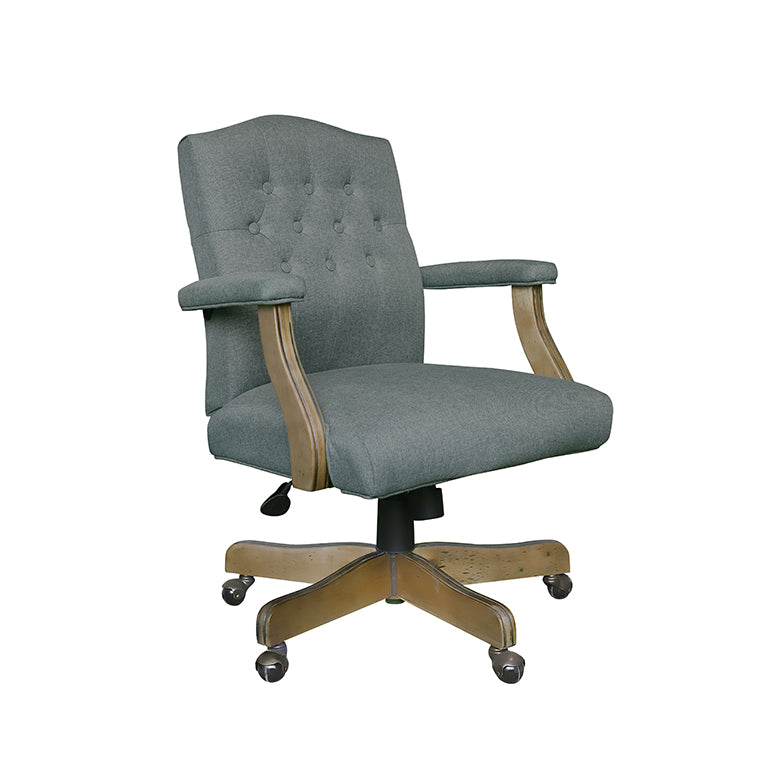 Executive Medium Grey Commercial Grade Linen Chair With Driftwood Finish Frame