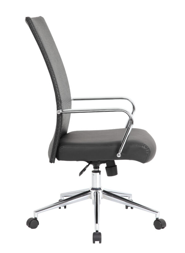 Executive Woven Textured Chair with Metal Chrome Finish
