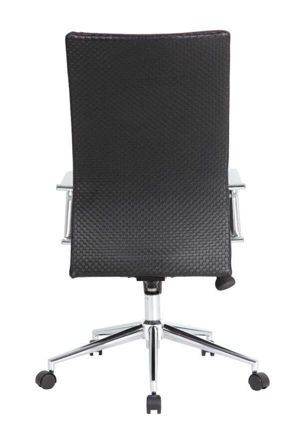 Executive Woven Textured Chair with Metal Chrome Finish