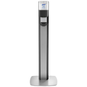 GOJO Messenger™ Freestanding Floor Stand in Graphite with Silver Panel