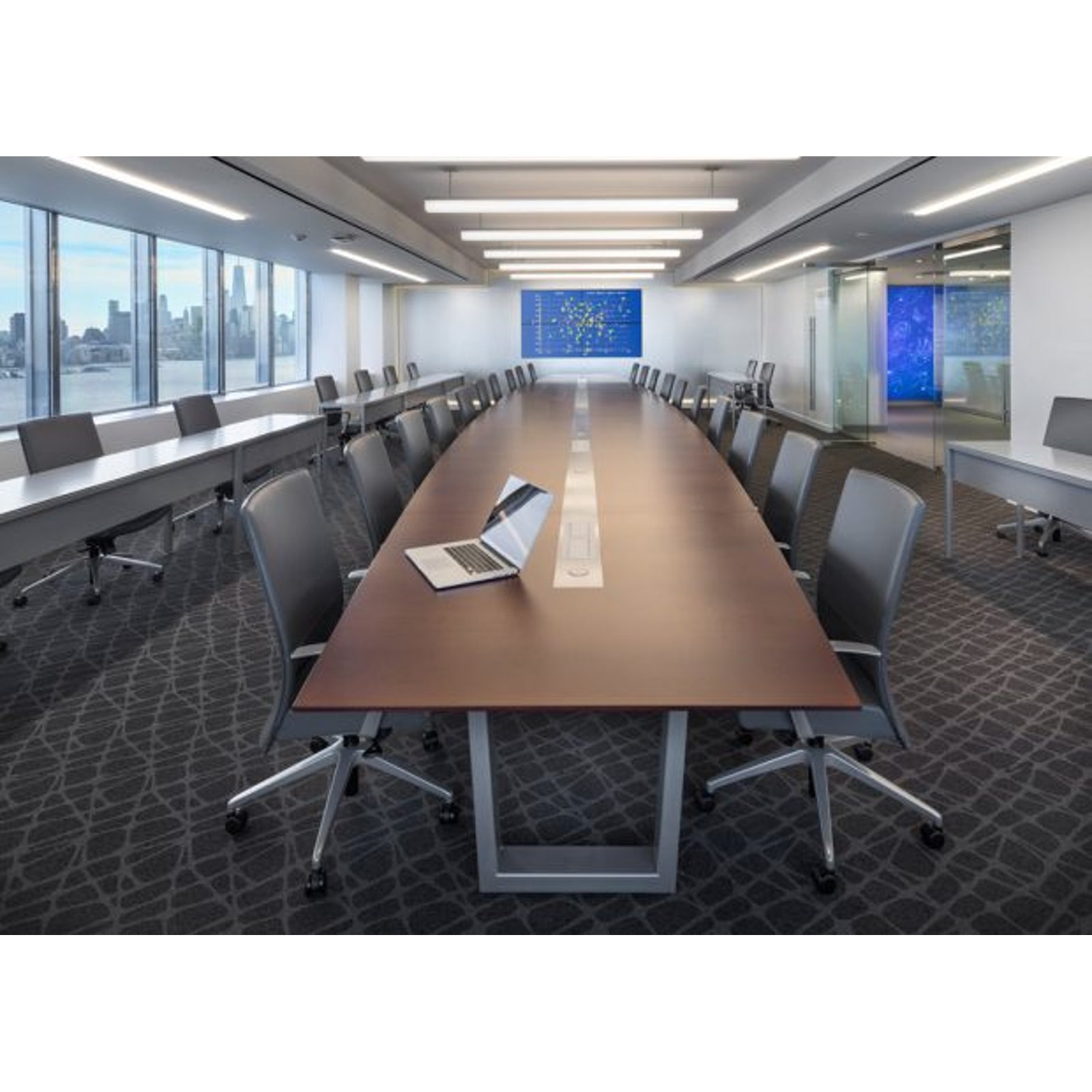 Modern boat-shaped conference table