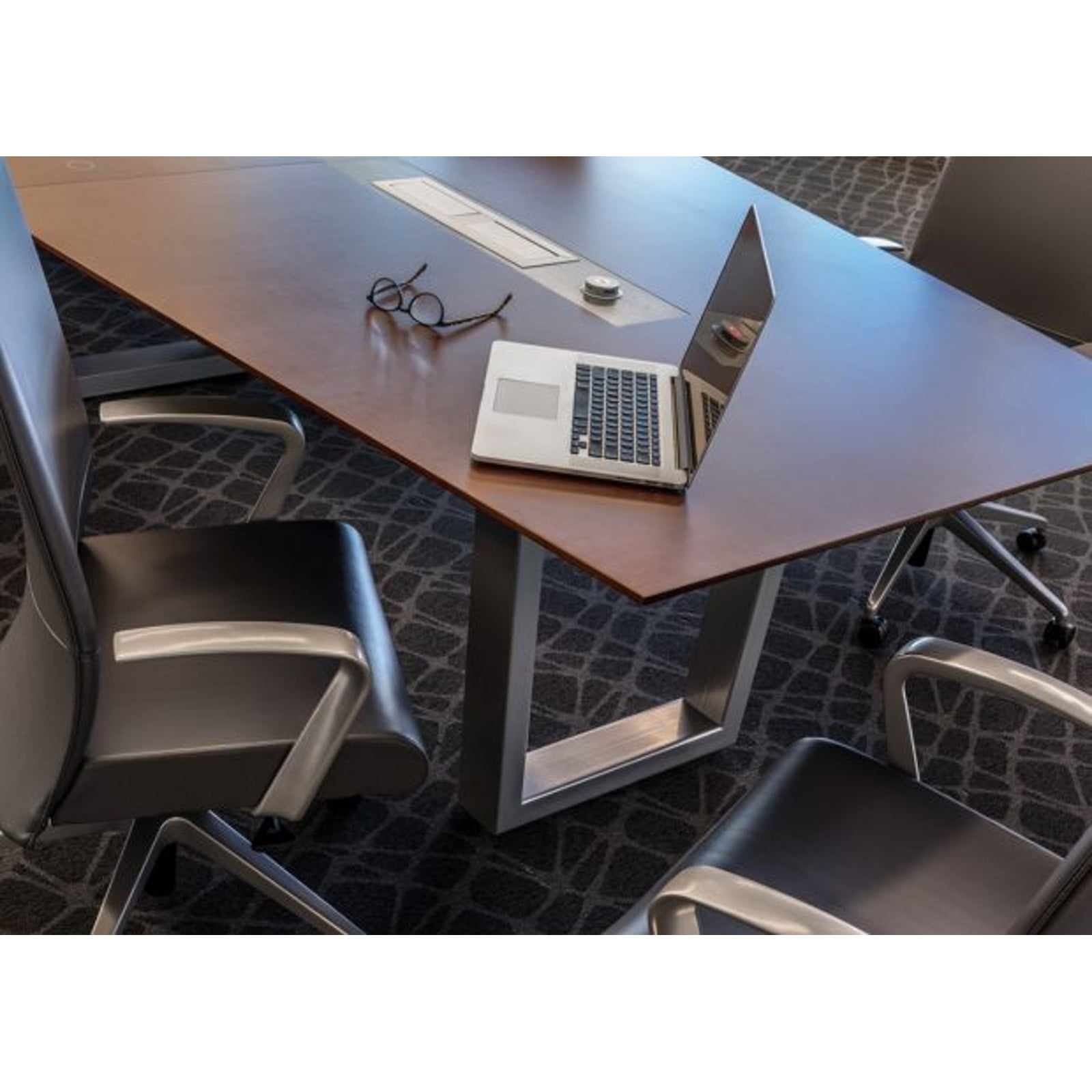 Modern boat-shaped conference table