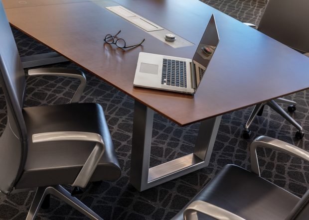 Modern boat-shaped conference table