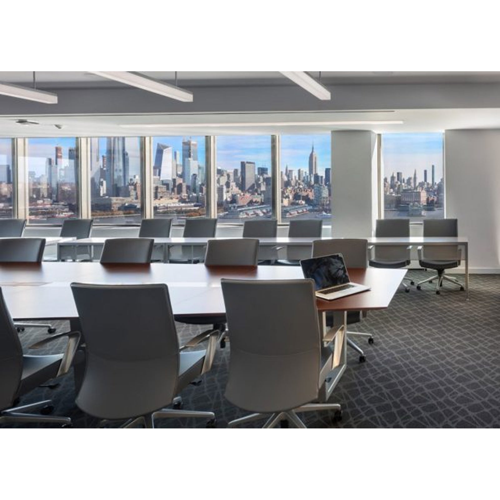 Modern boat-shaped conference table