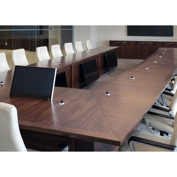 U-Shaped Videoconference Table with Built-In Screens